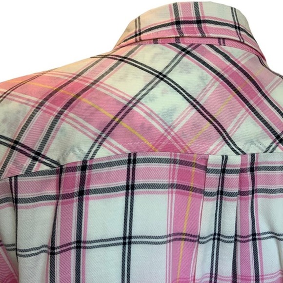 Talbots Pink white Soft Plaid Button Down Shirt sz M Perfect! - Picture 4 of 8